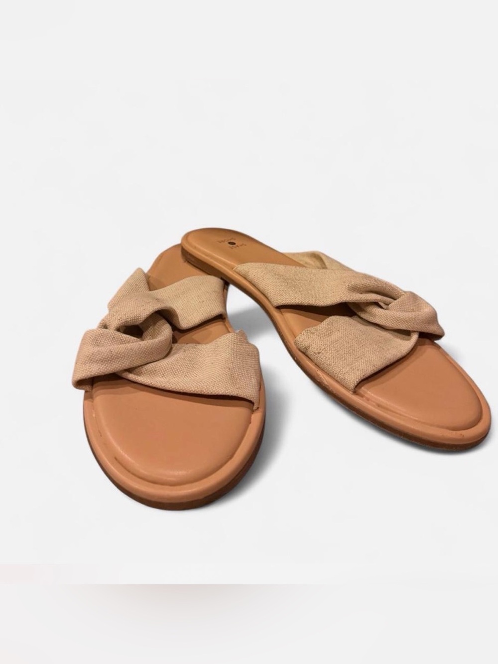 Shade & Shore Natural Twisted Fabric Slide Sandals
